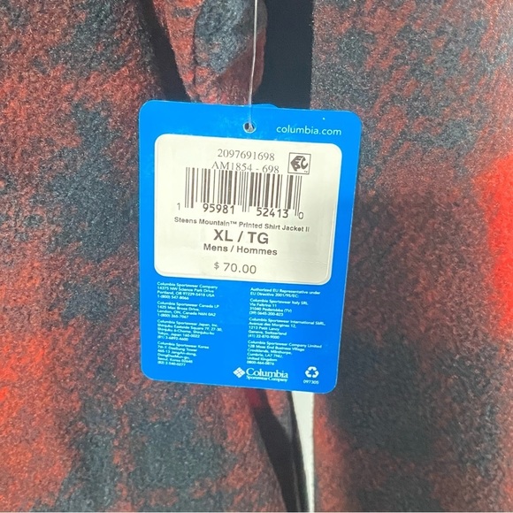 Columbia Mens XL Steens Mountain Printed Fleece Jacket Red Black Plaid Snap NWT - Picture 8 of 15